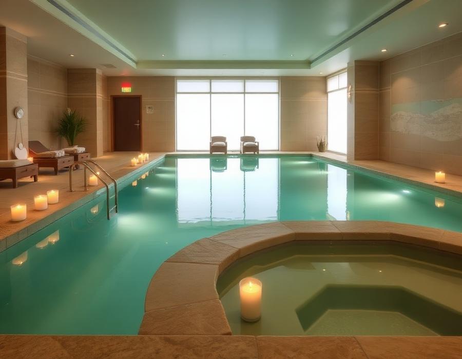 Candlelit indoor spa pool